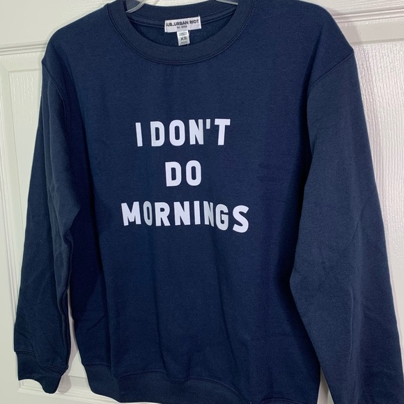❗️LAST 1❗️ Sub_Urban Riot I Don’t Do Mornings Crew Neck Pullover Sweatshirt Navy - Picture 3 of 9